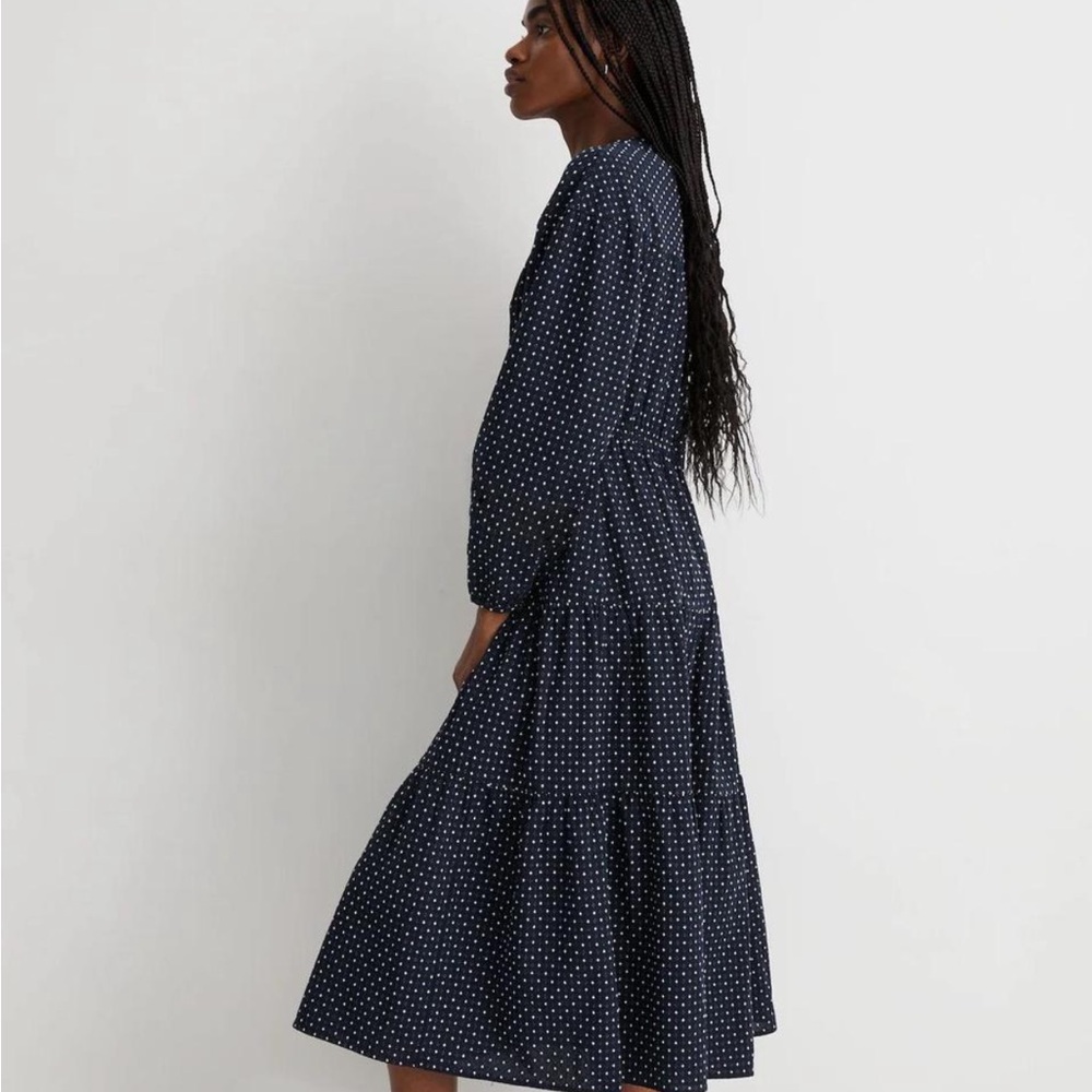 Madewell Dobby V-Neck Tiered Midi Dress